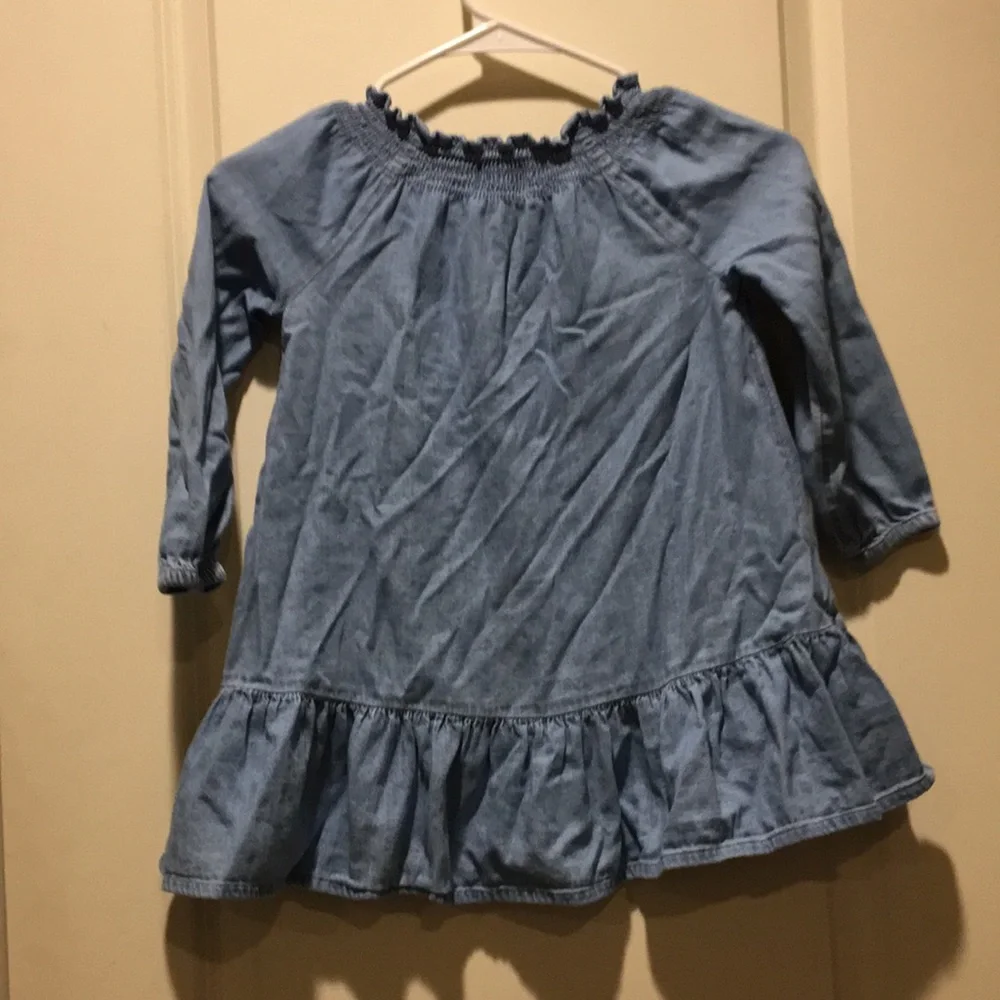 Old Navy girls Denim button front elastic neck tunic/dress ruffle hem size 5T